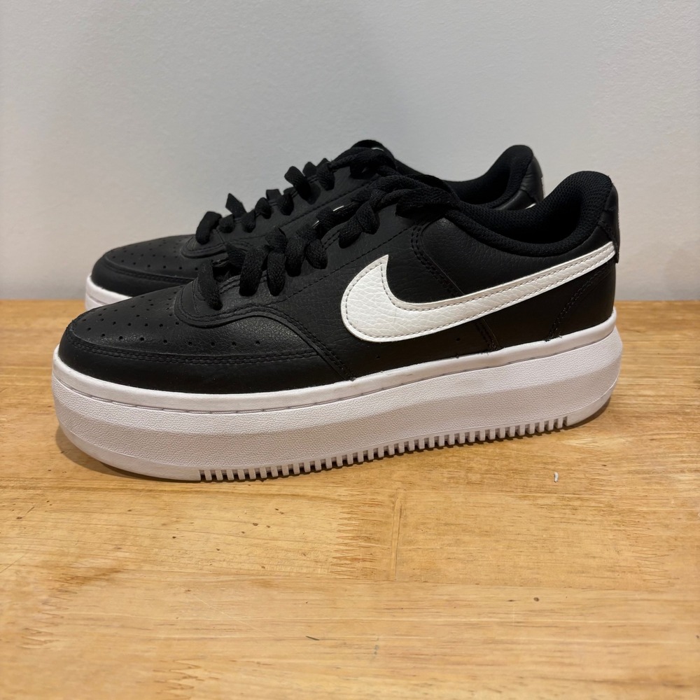 Nike Court Vision Alta Platform Sneakers Womens Black Size 10 DM0113-002 Leather